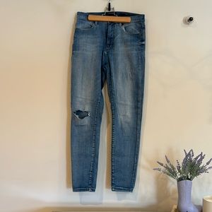 Banana Republic Distressed High Rise Skinny Ankle Jeans
